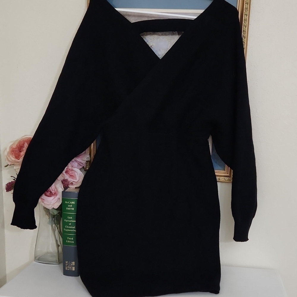 Romantic & Sexy Black Knit Sweater Dress XL Date Night Concert Festival - Picture 5 of 6
